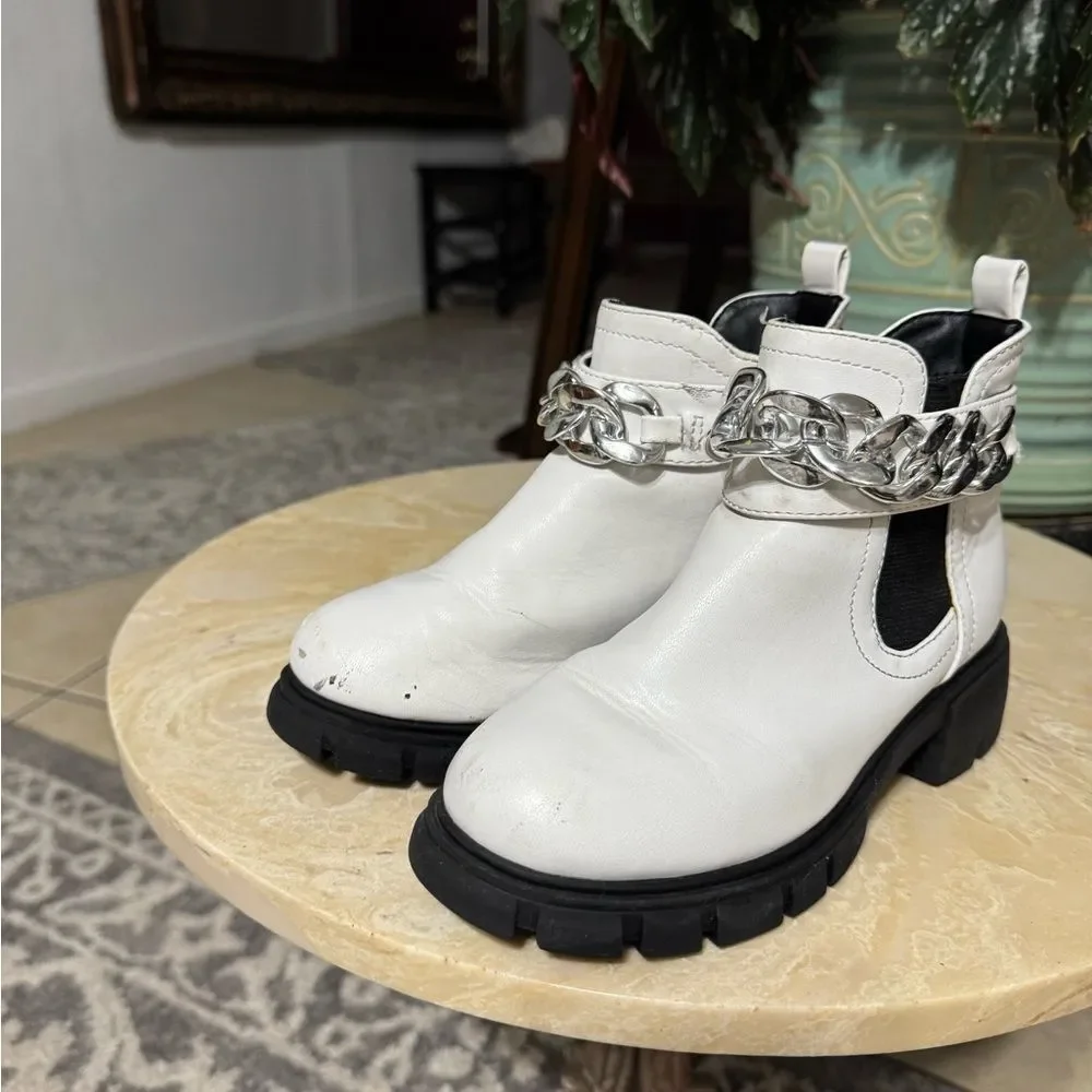 Bundle.       Wonder Nation White Boots with Silver Chain  and  Nike Sneakers.